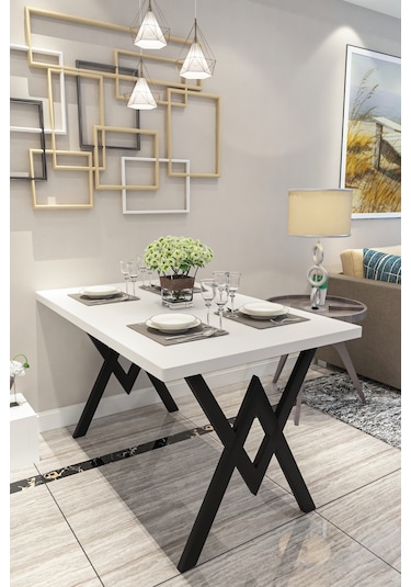 Evdemo Parla Mutfak Yemek Masası Beyaz