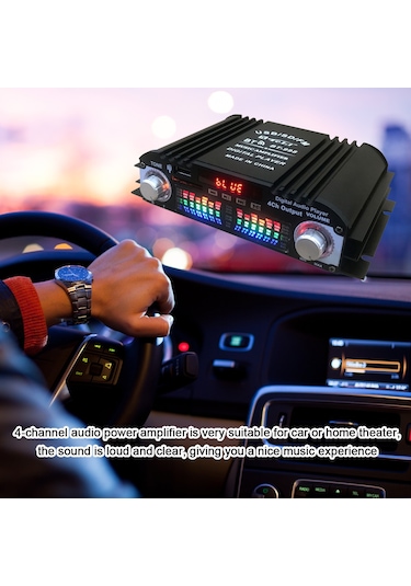Lemestar 12v 40wx4 4 Kanal Araç Amfi, Bluetooth, Usb, Sd Kart, Fm Radyo Desteği, Alüminyum Ve Plastik Gövde, Uzaktan Kumanda