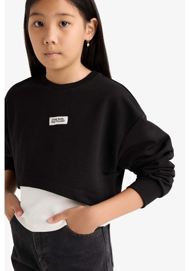 Defacto Kız Çocuk 2li Takım Relax Fit Bisiklet Yaka Baskılı Sweatshirt Atlet F2797a825aubk81 Siyah Defacto Kız Çocuk 2li Takım Relax Fit Bisiklet Yaka Baskılı Sweatshirt Atlet F2797a825aubk81 Siyah