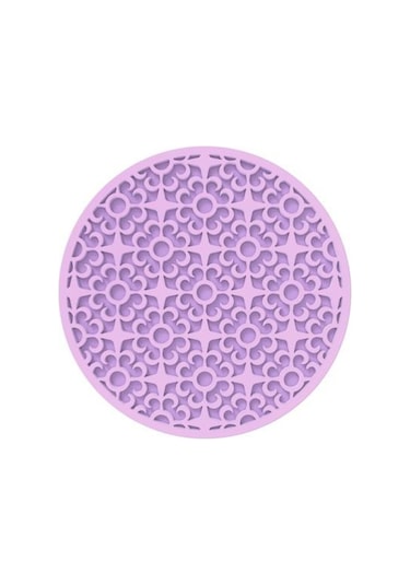 Mor Desenli Silikon Bardak Altlığı Isı Yalıtımlı Yeniden Kullanılabilir Vintage Yuvarlak Soft Bardak Altlığı Mor