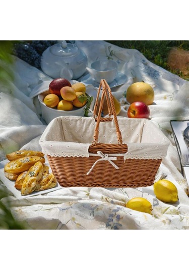 Homyl Taklit Rattan Piknik Sepeti Dokuma Meyve Stil E Çok Renkli