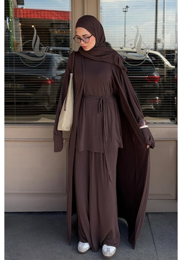 Carell Micro Modal Abaya Kahve Çok Renkli