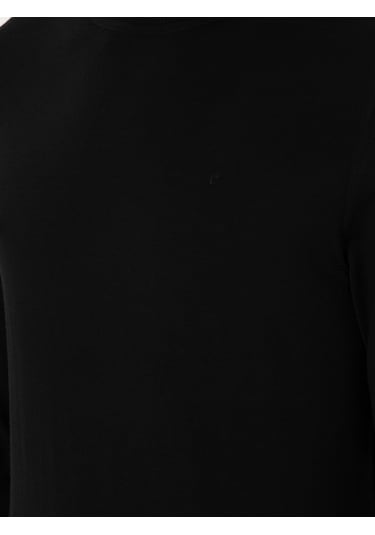Cacharel Siyah Slim Fit Yün Karışımlı Bisiklet Yaka Basic Triko Kazak