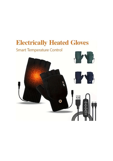Willowhaven Lüks Model Yeşil Usb Elektrikli Eldiven, Kışlık El Isıtma, Dokunmatik Ekran Kapaklı