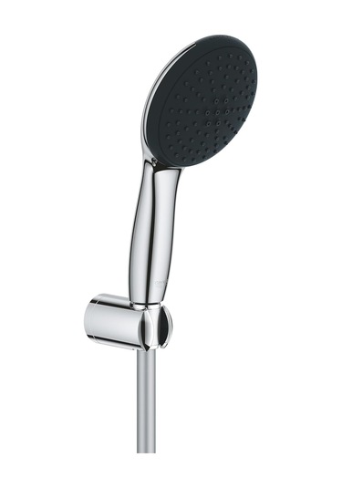 Vitalio Start 110 El Duşu Seti, 110mm Yuvarlak 2 Akışlı Yağmur&jet El Duşu, Duş Başlığı Tutucu, 1750mm Duş Hortumu, Duş Başlığı Seti, Krom, 27950001 Siyah