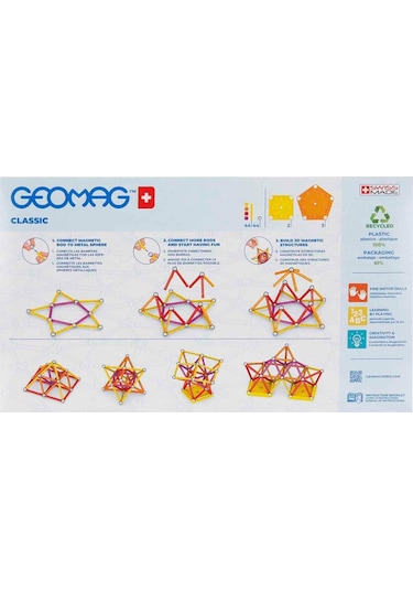 Geomag Manyetik Çubuklar Classic Seri Zeka Oyunu Manyetik Yapı Oyunu 93 Parça