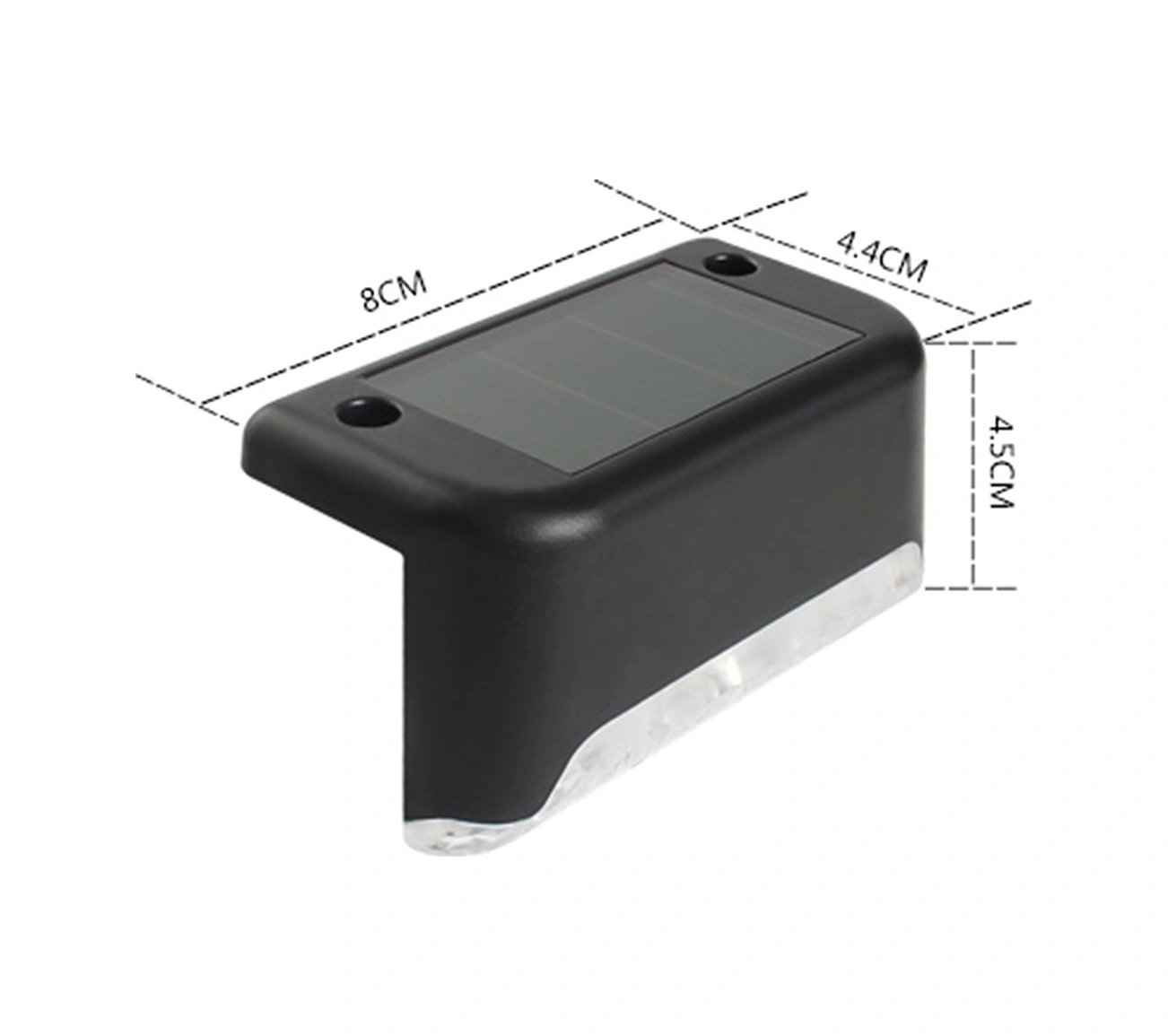 Geeroyoo 4'lü Beyaz Işık Güneş Enerjili Merdiven Lambası - Akıllı Işık Kontrolü, Ip65 Su Geçirmez, Dış Mekan Bahçe Duvar Aydınlatması Siyah