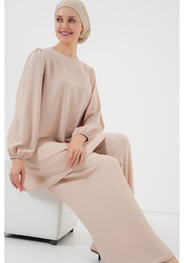 Ayrobin Tunik Pantolon Alt Üst Takım 6712 - Krem Krem