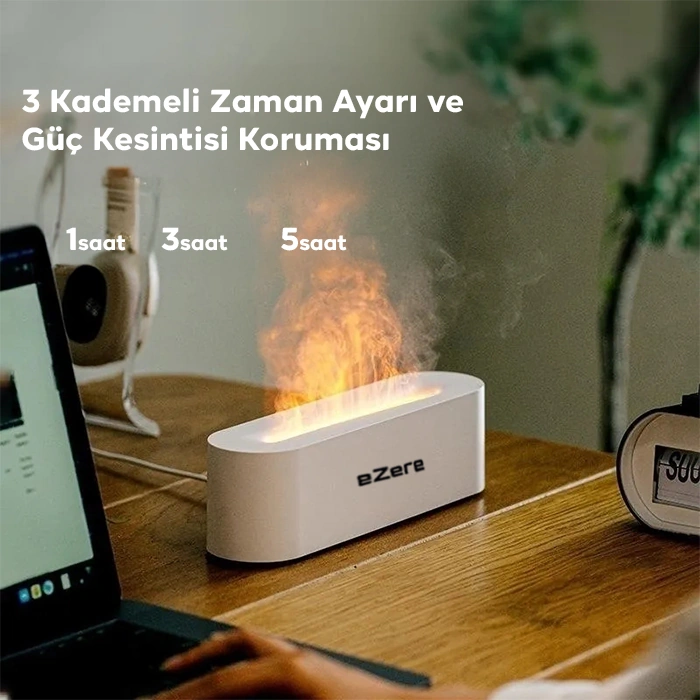 Ezere A3 Ev Ve Ofis İçin Alev Difüzörü Ve Ultrasonik Hava Nemlendici
