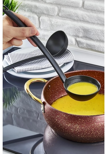 1 Adet Pratik Yanmaz Yapışmaz Teflon Kepçe- 220 Dereceye Dayanır