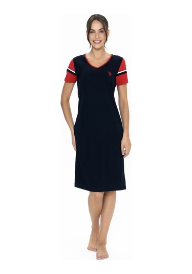 U.s. Polo Assn. 20009 Kadın Lacıvert Kısa Kollu V Yaka Gecelik Lacivert