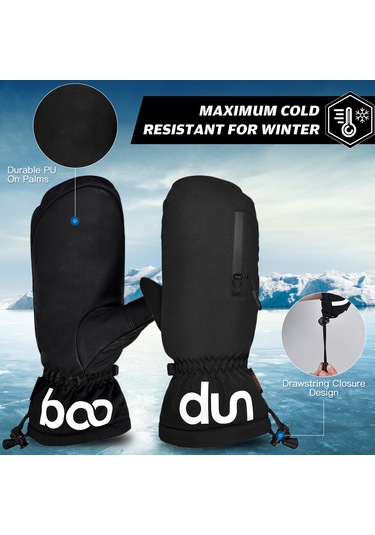 Kış Kayak Kar Eldivenleri Kadınlar Erkekler Suya Dayanıklı Dokunmatik Ekran Sıcak Eldivenler Kayak Ve Kar Sörfü Açık Sporlar İçin Gri