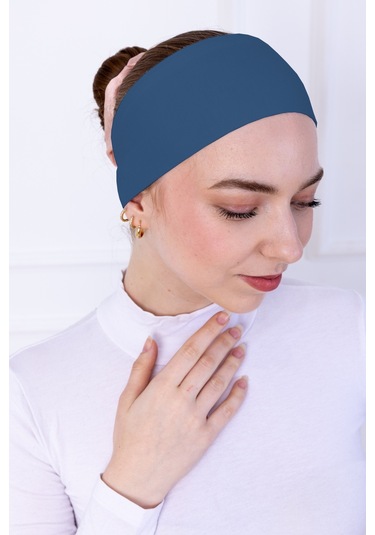 Kaymayan Silikonlu Bandana Bone Turkuaz - Kadın Tesettür Dikişsiz Kaymaz Geçme - Sportif Saç Bandı Turkuaz