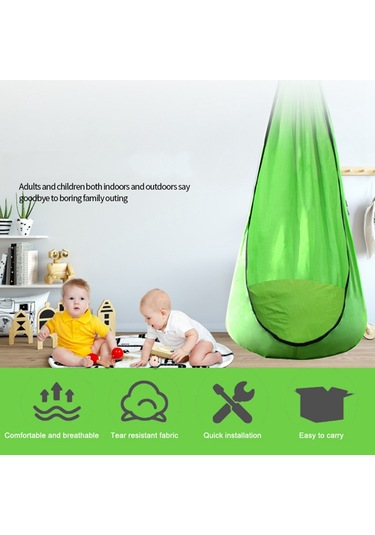 Yelangezu 140x70cm Hamak Sandalye Bahçe Arka Bahçe Çocuk Şişme Yastıklı Asılı Salıncak Sandalye - Yeşil Diğer