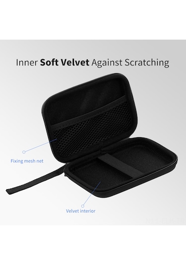 Xindoker 2.5 İnç Sabit Disk Korumalı Kutu - Darbe Emici, Sürtünmeye Dayanıklı, Usb Kablosu Ve Adaptör İçin Bol Boşluklu Taşınabilir Eva Çantası Siyah