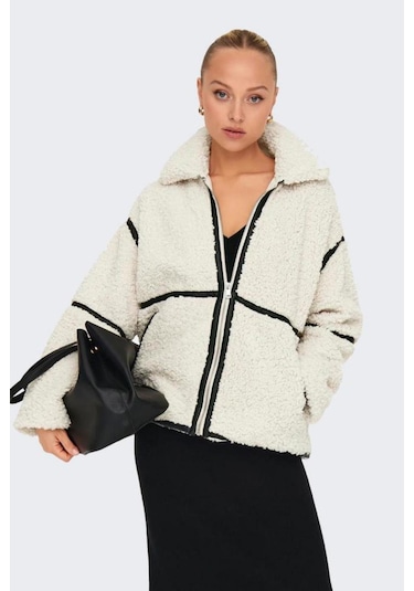 Only 15322440 Onlparıs Teddy Jacket Lıfe Otw Cc Kadın Ceket White Sand Black