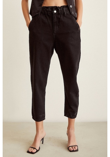 Never More Beli Lastikli Mom Jean Siyah