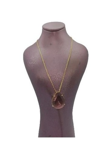 Su Damlası Taşlı Çelik Kolye-açık Pembe Açık Pembe