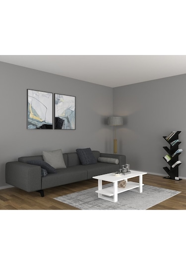 Index Modern Orta Sehpa Beyaz - Ahşap Ayaklı Dikdörtgen Tasarım 90x50