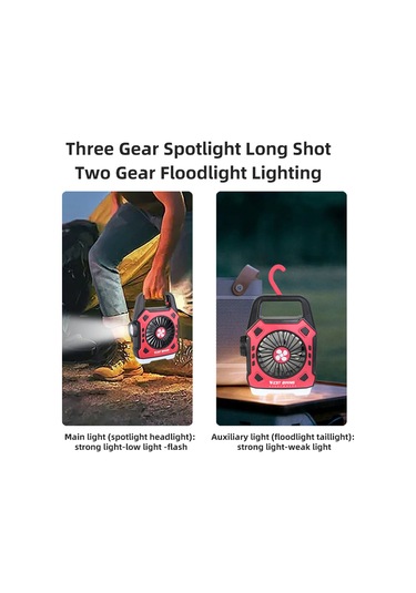 West Biking Çok Fonksiyonlu Kamp Fanı Açık Taşınabilir Işık Hızlı Kırmızı Kızıl