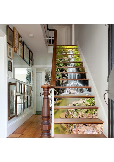 Yaozixa "13 Parça Kendinden Yapışkanlı Merdiven Dekoru - Pvc Malzeme, Kolay Uygulama, Doğa Temalı Desenler" Diğer