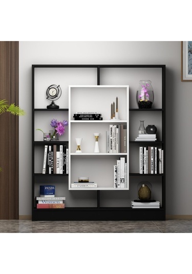 Venüs Kitaplık - Siyah / Parlak Beyaz