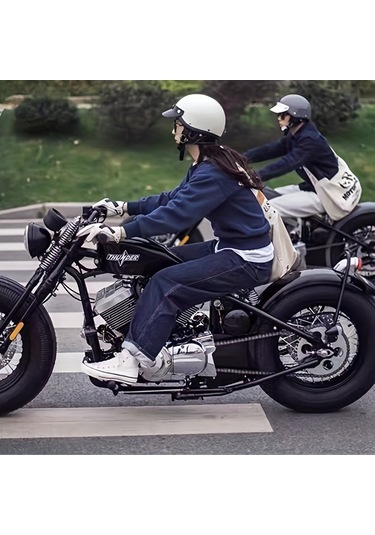 Tcherchi Retro Açık Motosiklet Kaskı Mat Siyah