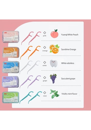 Willowhaven 50 Adet Rastgele Aromalı Diş İpi Çubukları Derin Temizlik Ev Seyahat Ağız Bakımı