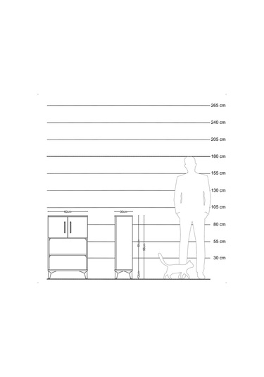 Arges Komodin 2 Raflı 2 Kapaklı 60x30x96 Aytaşı-antrasit Aytaşı