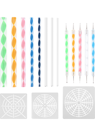 16 Adet Mandala Noktalama Araçları Kayaları Boyamak İçin Mandala Şablon Seti