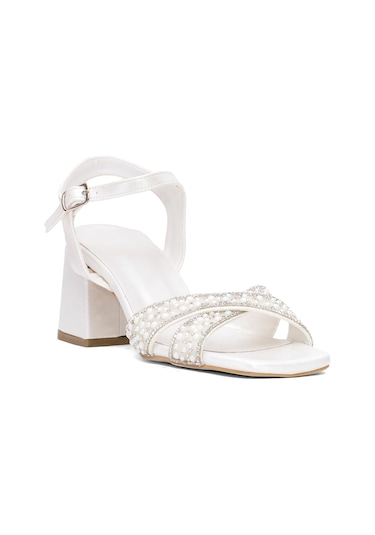 Beety 25by50.1036 Kadın Taşlı Klasik Topuklu Ayakkabı Sedef Sedef