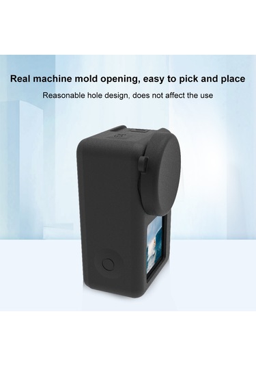 Djı Osmo Action 5 Pro / 4/3 İçin Puluz Lens Kapaklı Silikon Koruyucu Kılıf Siyah