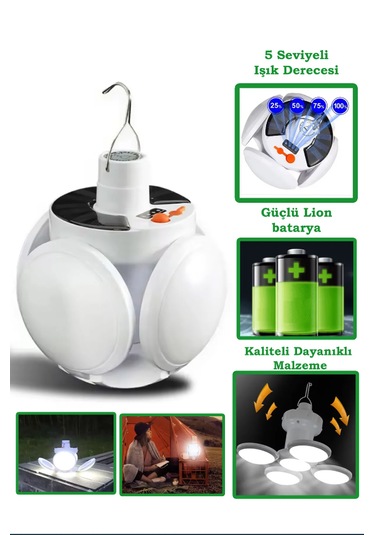 5 Led 3 Farklı Işık Mod Açılıp Kapanabilir Kanatlı Güneş Enerjili