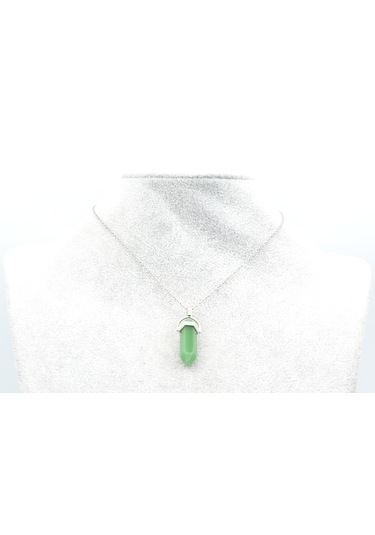 Hakiki Pandül Model Doğal Aventurin Taşı Kolye Ucu Yeşil