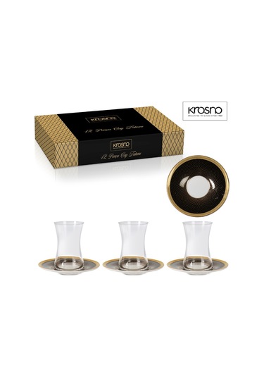 Ipek Krosno Kristal Kesme 6 Kişilik 12 Parça Çay Seti 00821 Siyah