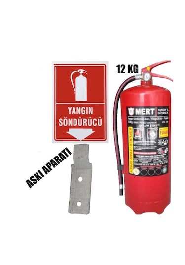 Yangın Söndürme Tüpü Söndürücü Köpüklü 12 KG + Askı Aparatı N11.18