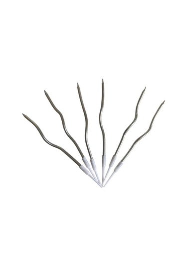 Eğik Pasta Mumu Gümüş Renkli 6 Lı 14 Cm