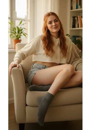 Bravie Kadın Bambu Patik Çorap 785 Füme 6'lı Paket Füme