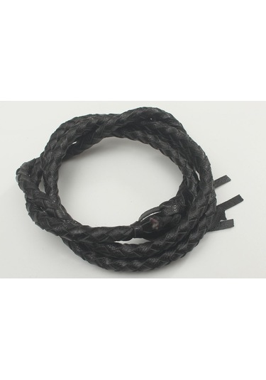 4-6 Mm Yuvarlak Örgülü Naturel Doğal Deri Kordon 1 Metre 6 Mm / Siyah