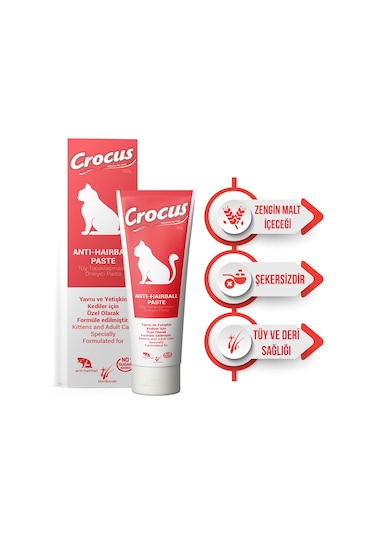 Crocus Kediler İçin Tüy Yumağı Önleyici Malt Macunu 100 G
