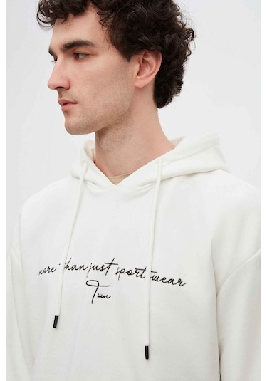 D's Damat Relaxed Fit Ekru Nakışlı Sweatshirt 3ECE24ORT0493 Ekru