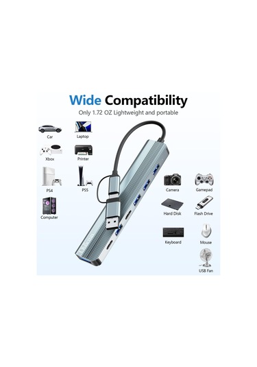 Obllemn Usb C Hub 3.0, 7'si 1 Arada Usb Hub 3.0 Multiport