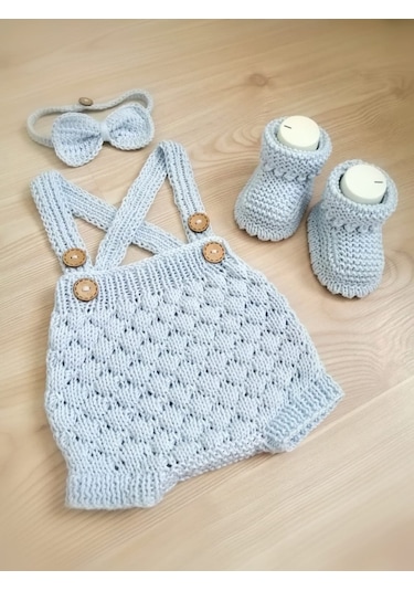 Erkek Bebek Romper 3 Lü Set Açık Mavi