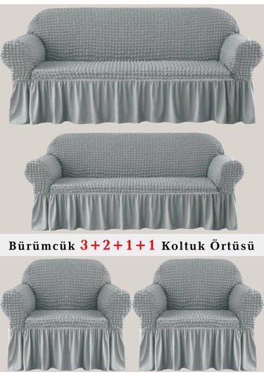 StarMall Bürümcük Koltuk Örtüsü, Berjer, Çekyat Kılıfı 3211 Takım Gri
