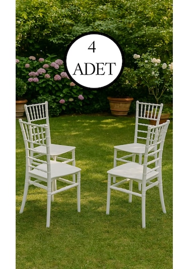 4 Adet Soho Beyaz Sandalye / Balkon-bahçe-mutfak Beyaz