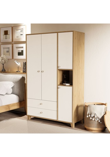 Mezza 3522 Lisa 4 Kapılı Gardırop Sepet - Beyaz