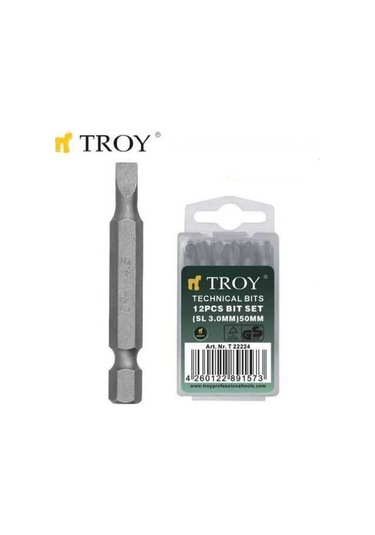 Troy 22224 Bits Uç Seti Düz 3.0X50Mm. 12 Adet