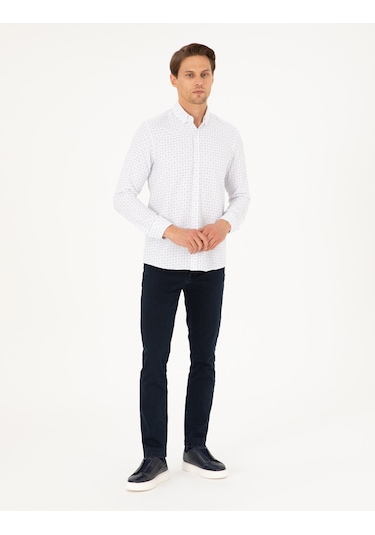 Pierre Cardin Erkek İndigo Gömlek Desenli 50292262-vr028 İndigo
