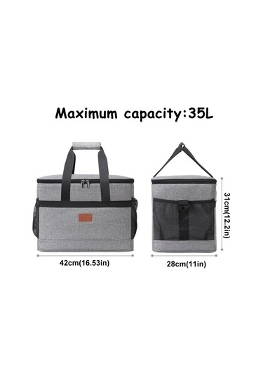 Jialan 35l Büyük Kapasiteli Katlanabilir Soğutucu Çanta gri Gri
