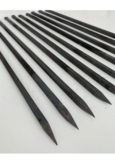 10 Adet Kare Tavuk Patlıcan Şişi - Kara Demir 10 Mm - Özel Yapım